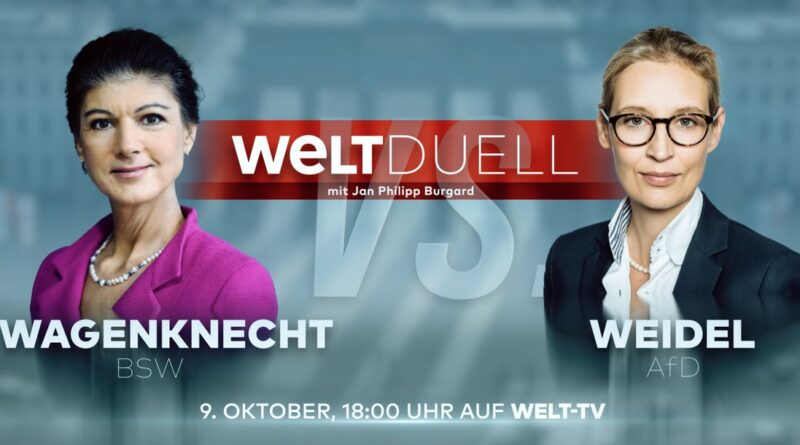 Alice Weidel trifft Sahra Wagenknecht - bei "Welt TV"